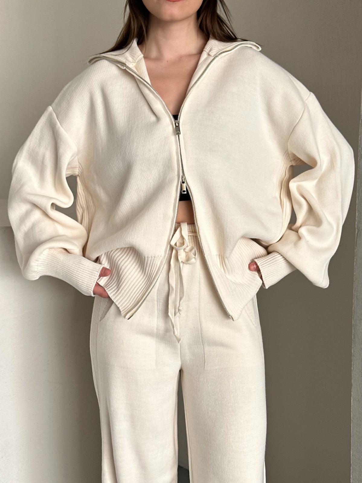 Veronice Fermuarlı Takım Ekru