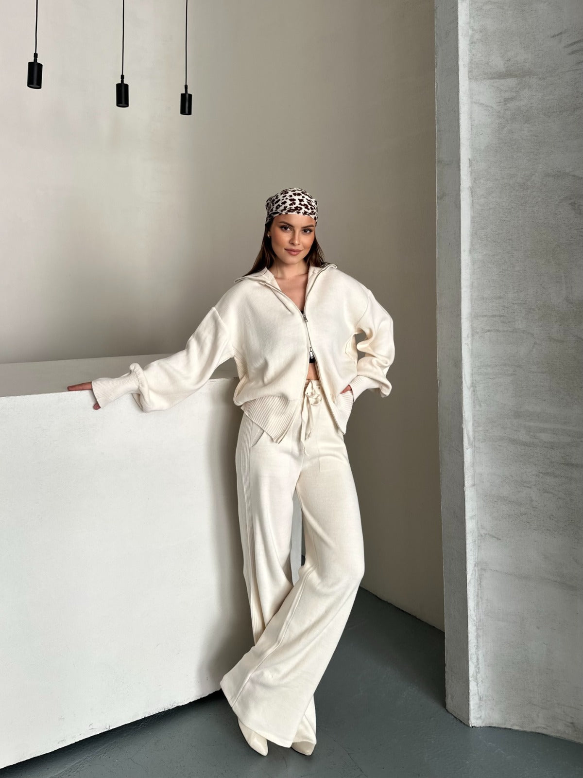 Veronice Fermuarlı Takım Ekru