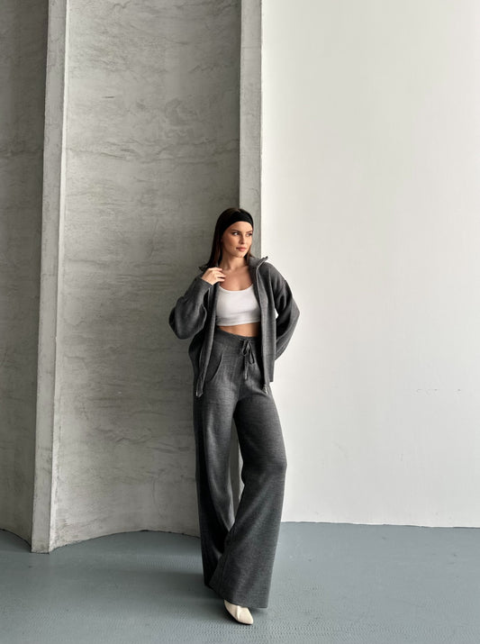 Veronice Fermuarlı Takım Gri