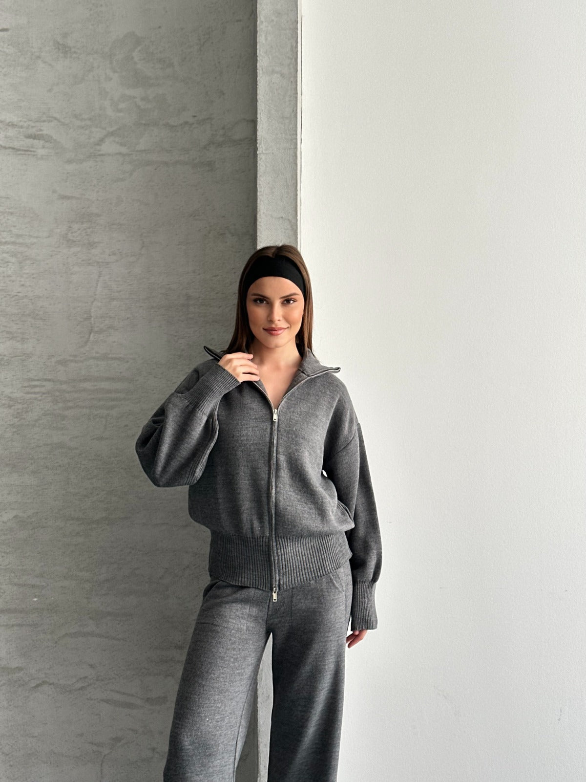 Veronice Fermuarlı Takım Gri