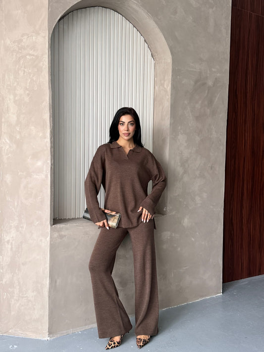 Cristine Basic Triko Takım Kahverengi