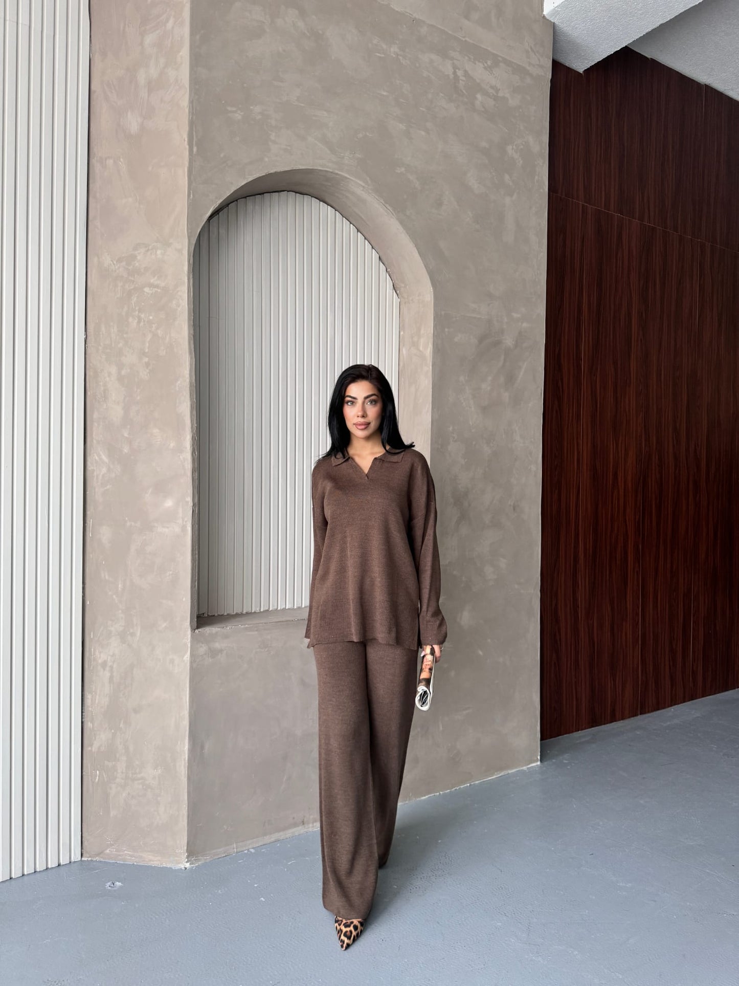 Cristine Basic Triko Takım Kahverengi