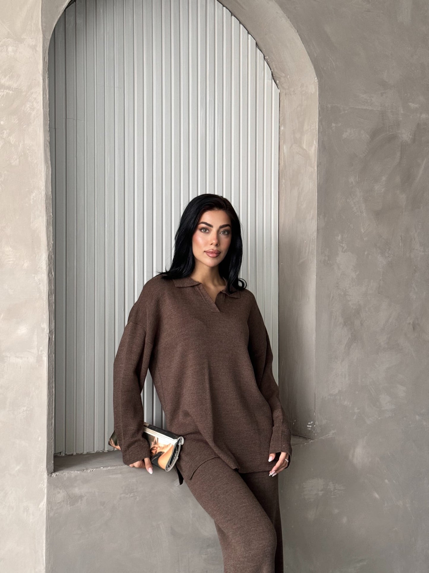 Cristine Basic Triko Takım Kahverengi