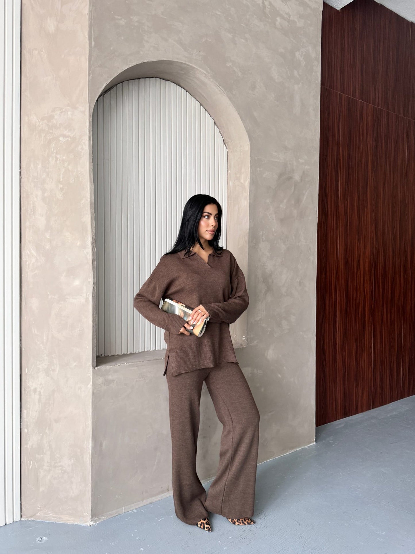 Cristine Basic Triko Takım Kahverengi