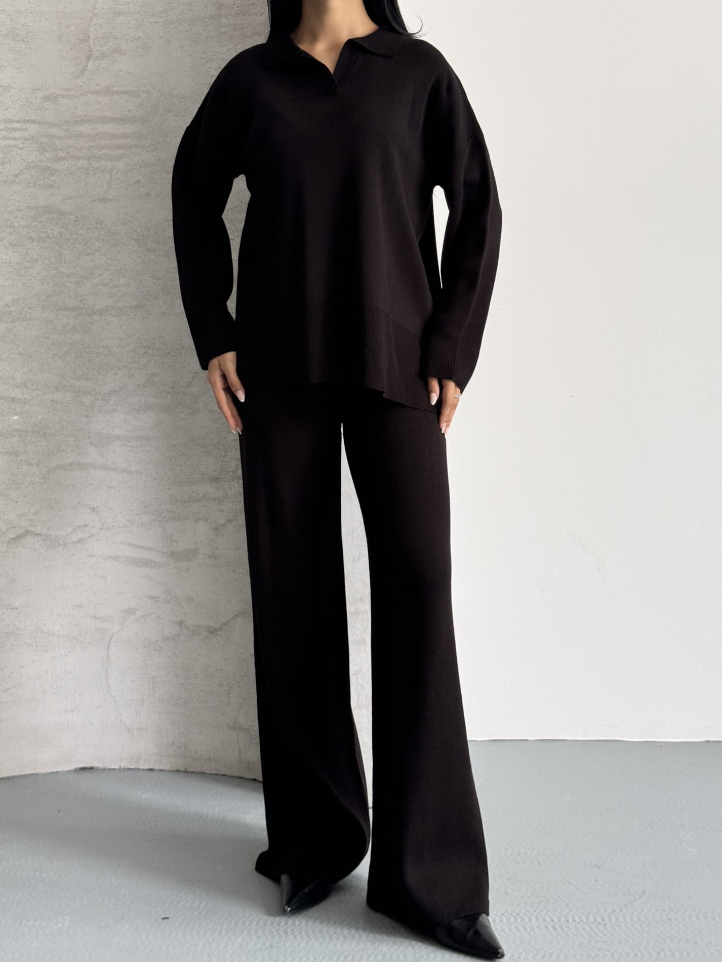 Cristine Basic Triko Takım Siyah