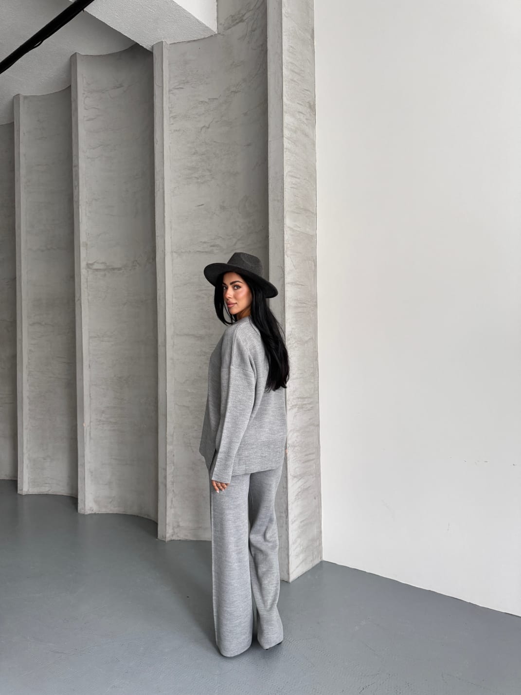 Cristine Basic Triko Takım Gri