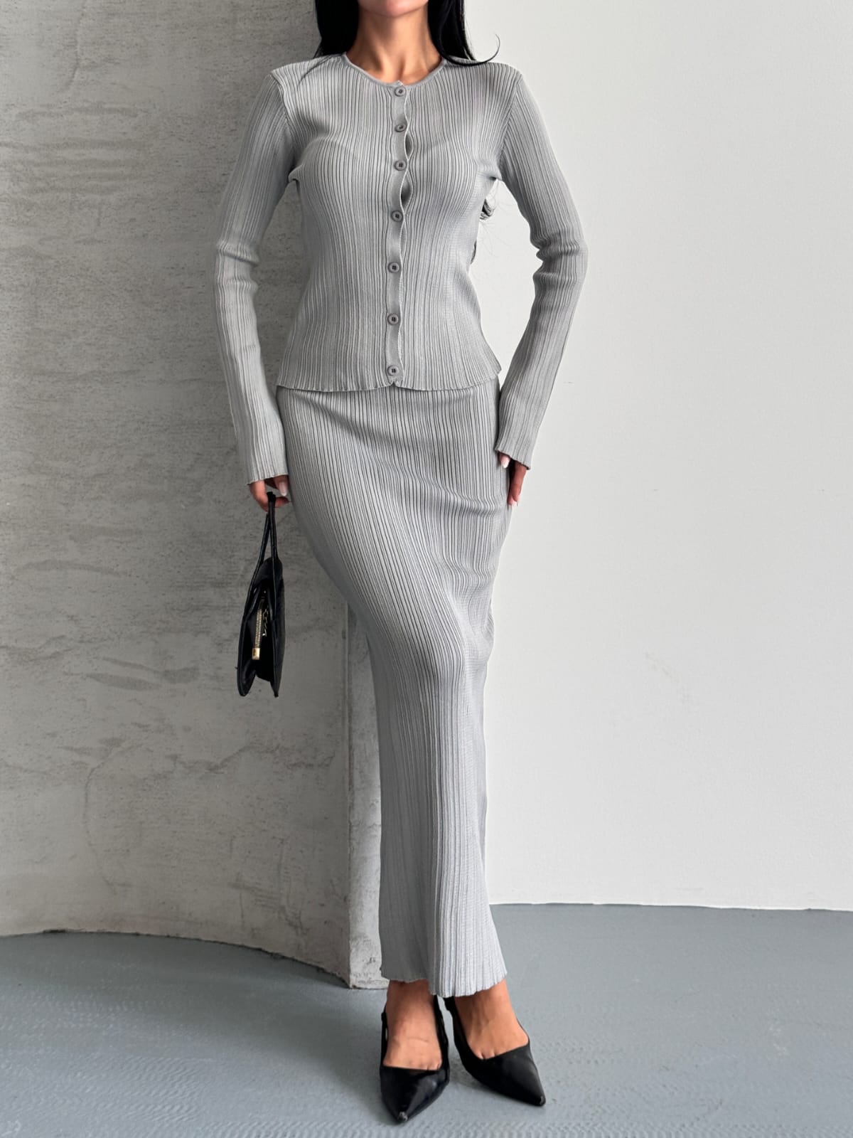 Leana Triko Takım Gri