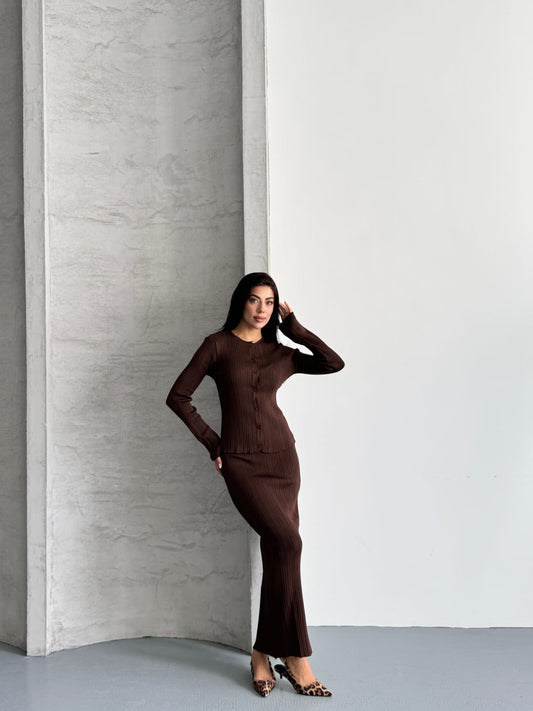 Leana Triko Takım Kahverengi