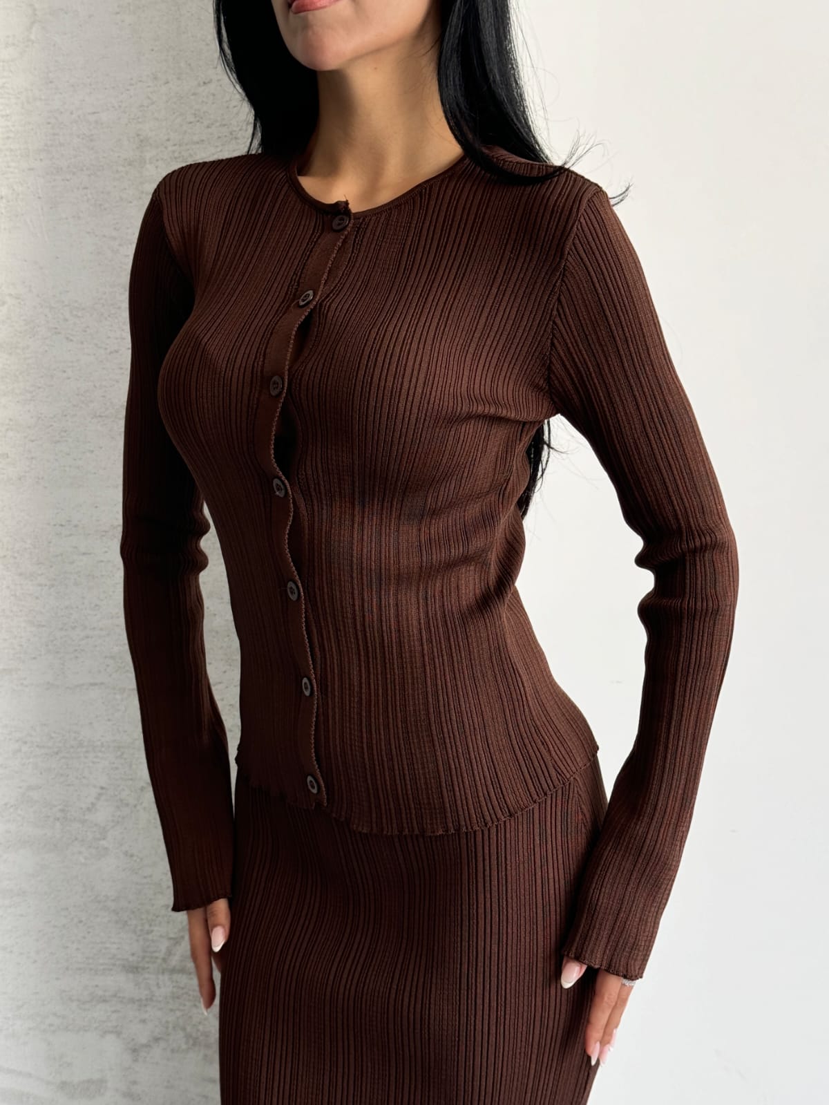 Leana Triko Takım Kahverengi