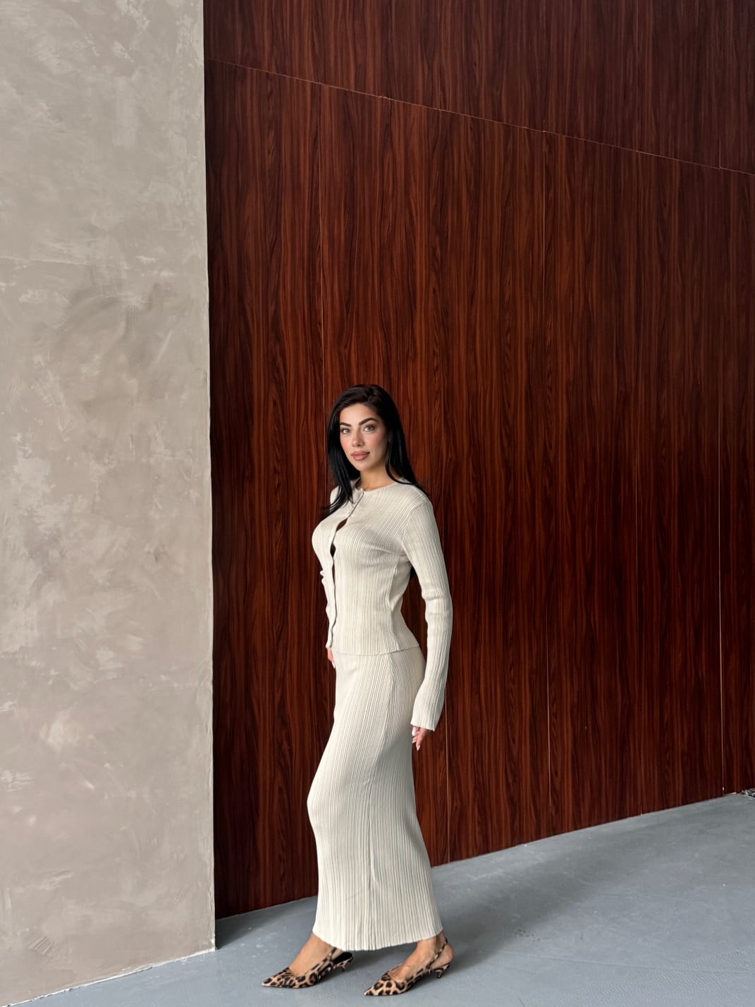 Leana Triko Takım Ekru