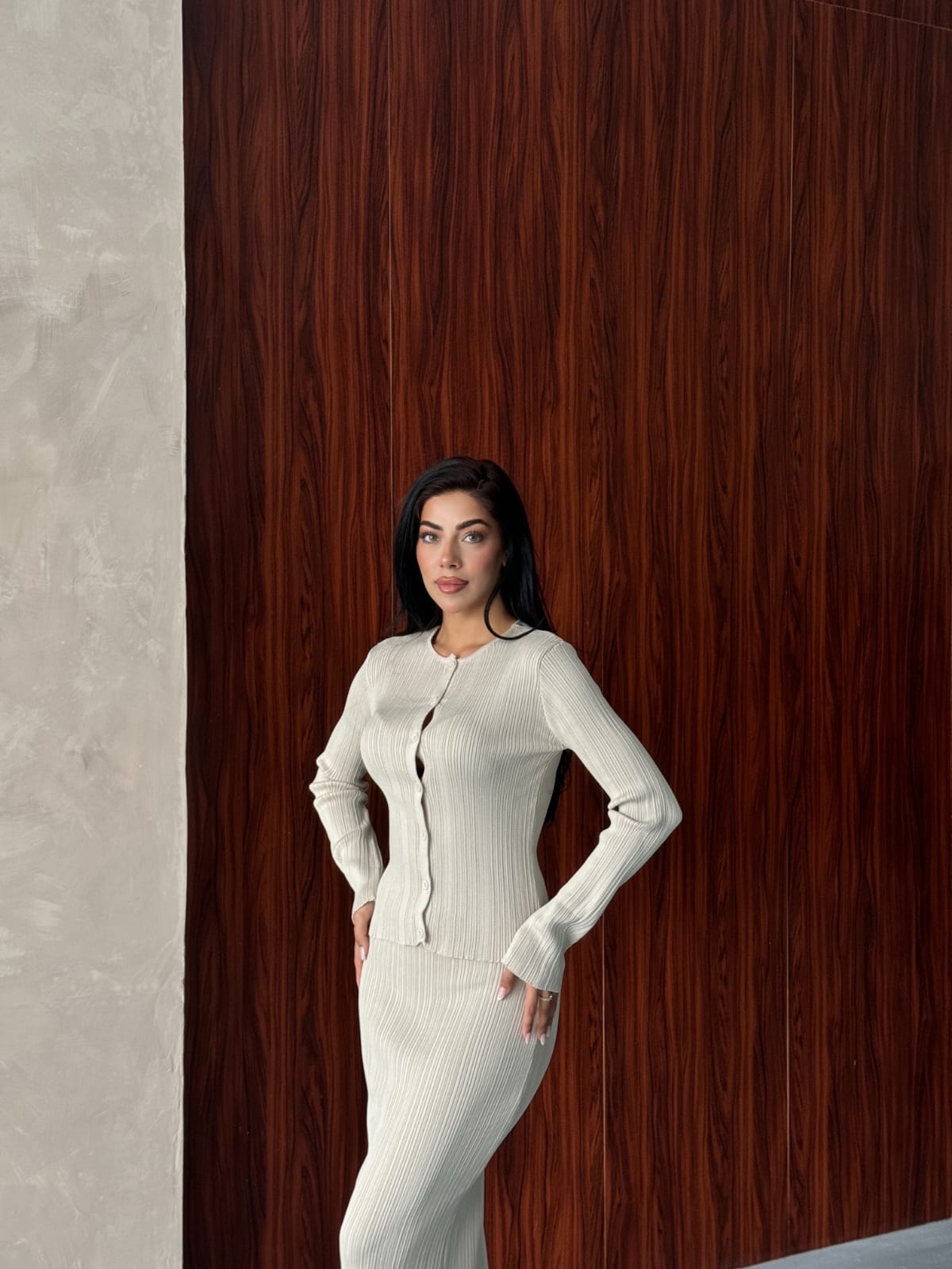 Leana Triko Takım Ekru